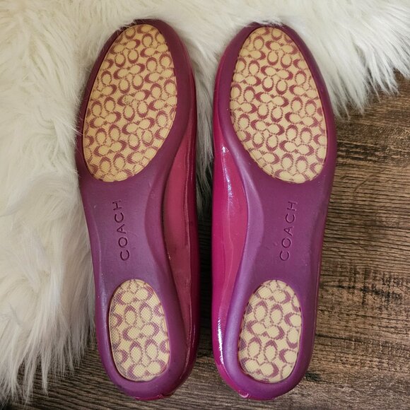 Coach Dotty Leather Ballet Flats, in Glosssy Magenta/Pink 6 B - Picture 4 of 8